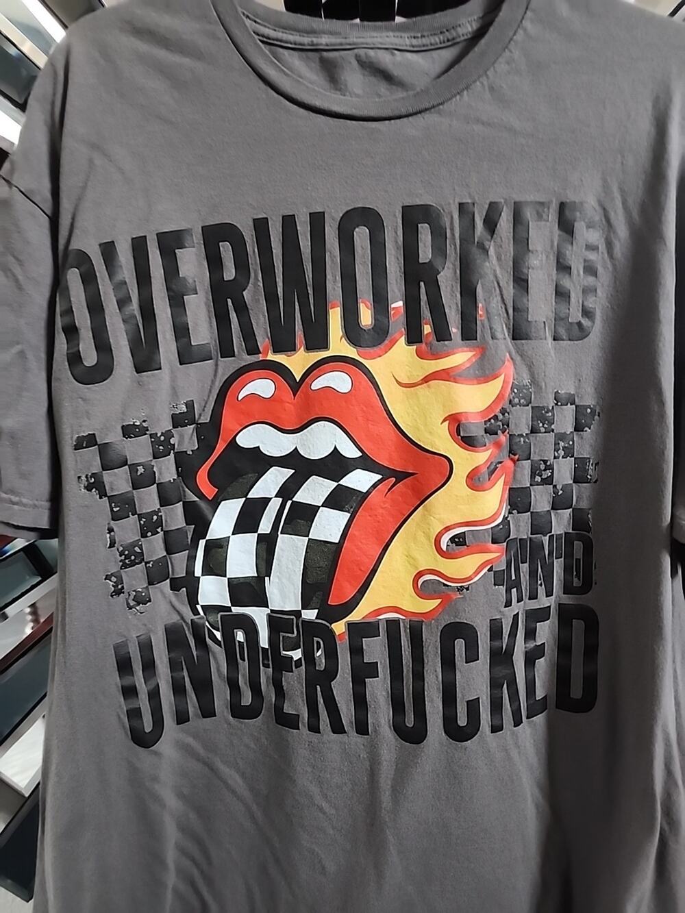 Overworked and under f*****Extra large t shirt gray